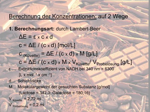 Bestimmung von Lactose/Galactose in Schokolade