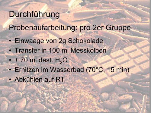 Bestimmung von Lactose/Galactose in Schokolade