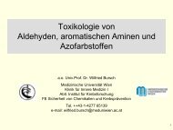 Toxikologie von Aldehyden, aromatischen Aminen und Azofarbstoffen