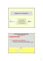 Allgemeine Toxikologie II - Institut für Analytische Chemie