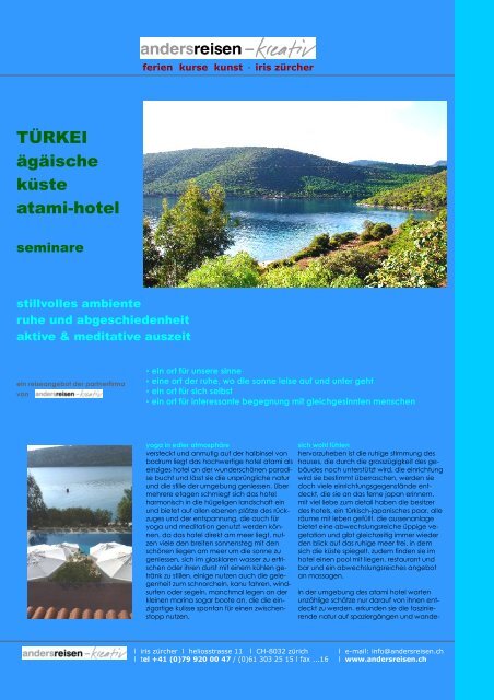 türkei, bodrum, atami: seminare - andersreisen - kreativ!