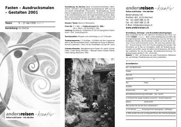 Fasten – Ausdrucksmalen – Gestalten 2001 - andersreisen - kreativ!