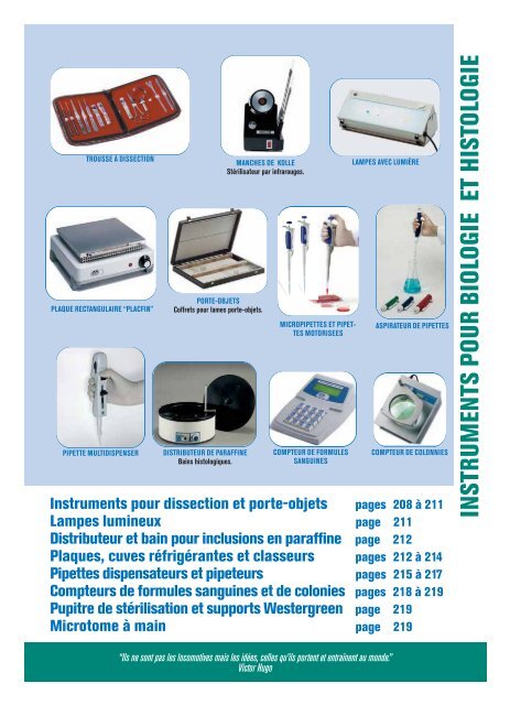 INSTRUMENTS POUR BIOLOGIE ET HISTOLOGIE - Grupo-Selecta