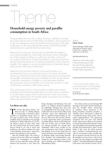 Household energy poverty and paraffin consumption in South Africa