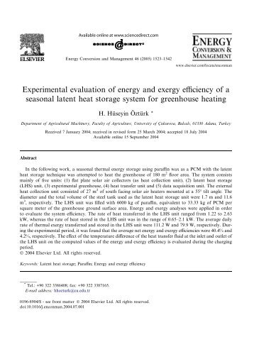 Experimental evaluation of energy and exergy efficiency of a ...
