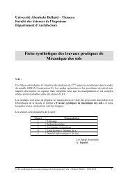 Fiche synthétique des travaux pratiques de mécan