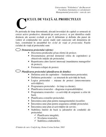 MP Curs 3 - Ciclul de viață al proiectului [pdf] - Andrei