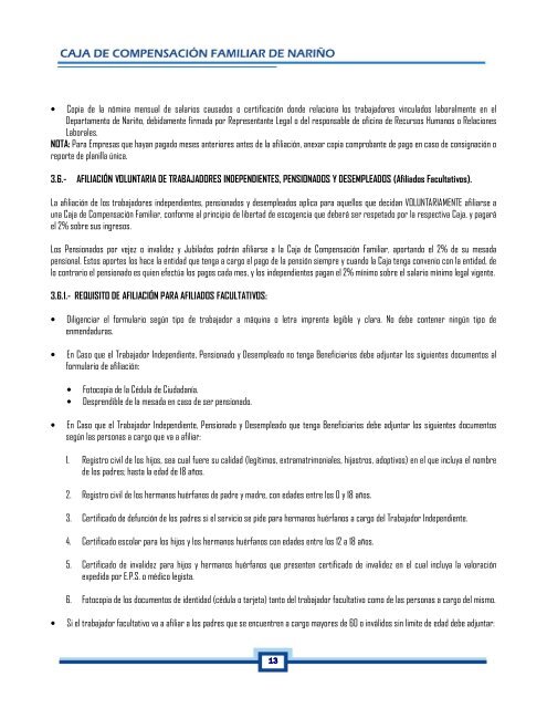 cartilla para empleadores y trabajadores - comfamiliar nariño