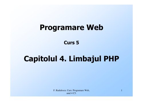 Curs 4 - Limbajul PHP - Andrei