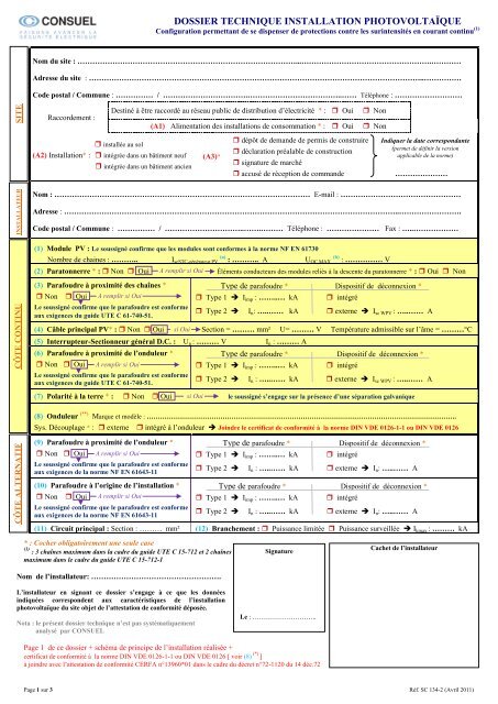un dossier technique « SC 134-2 - Consuel