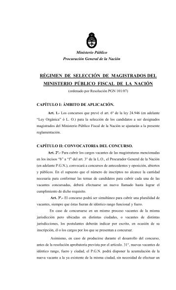 Reglamento 2007 - aprobado Res 101-07 - Ministerio Público Fiscal ...