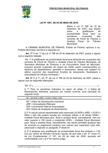 Lei nº 1087/10 - Prefeitura de Pinhais