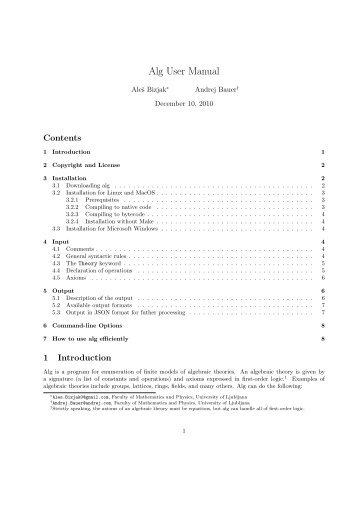 Alg User Manual - Andrej Bauer