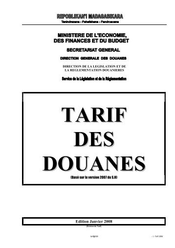 Tarif des Douanes Version 2008