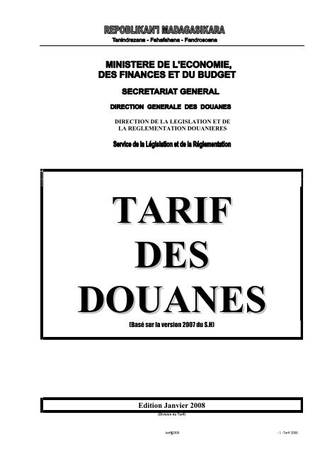 Tarif des Douanes Version 2008