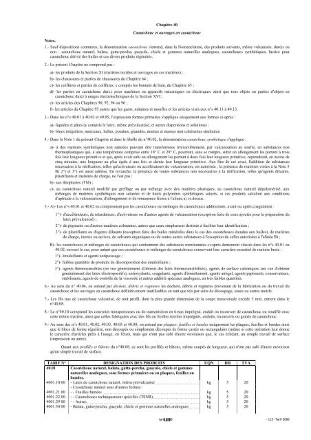 Tarif des Douanes Version 2008