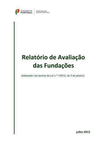Relatório de Avaliação das Fundações - Governo de Portugal