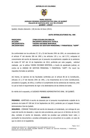 Quibdó, septiembre catorce (14) de dos mil seis ... - Rama Judicial