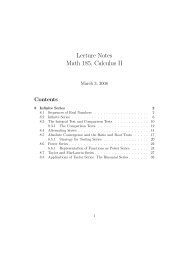 Lecture Notes Math 185, Calculus II - Math 185 Homepage