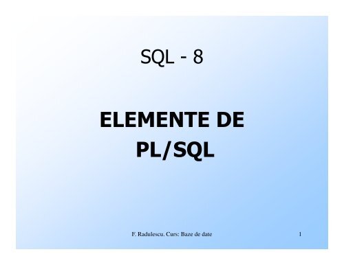 teenager Respond Retouch Elemente de PL/SQL [pdf] - Baze de date