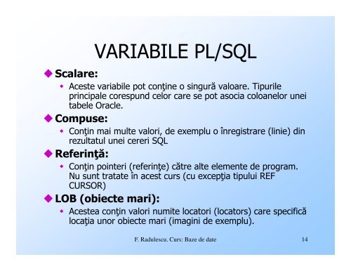 Elemente de PL/SQL [pdf] - Baze de date