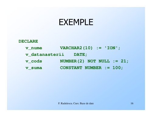 Elemente de PL/SQL [pdf] - Baze de date