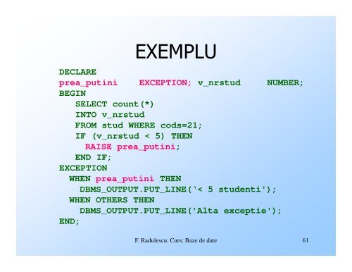 Elemente de PL/SQL [pdf] - Baze de date