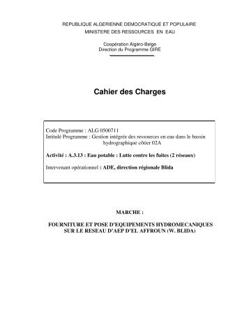 Cahier des Charges - GIRE Algerois