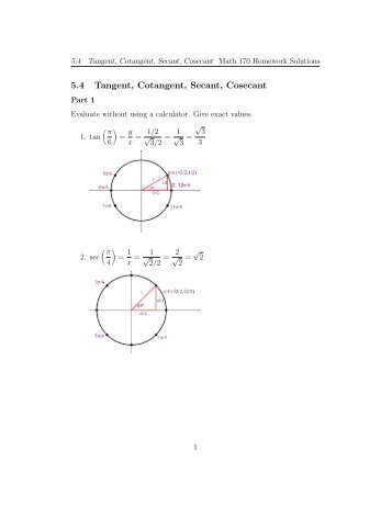 5.4 Tangent, Cotangent, Secant, Cosecant