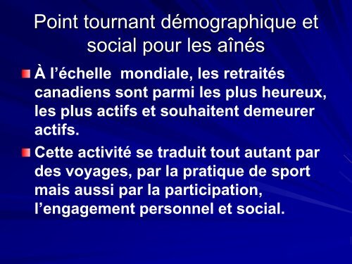 Participation et engagement des aînés dans la société :