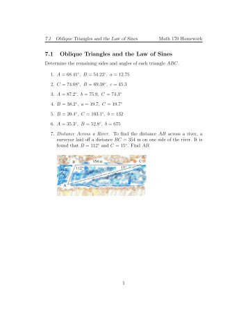 7.1 Oblique Triangles and the Law of Sines