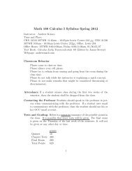 Math 180 Calculus I Syllabus Spring 2012