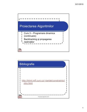 Programare dinamică, backtracking, propagarea ... - Andrei