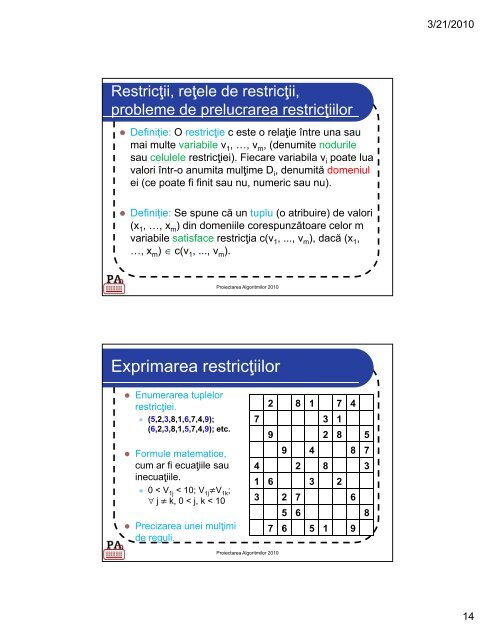 Programare dinamică, backtracking, propagarea ... - Andrei