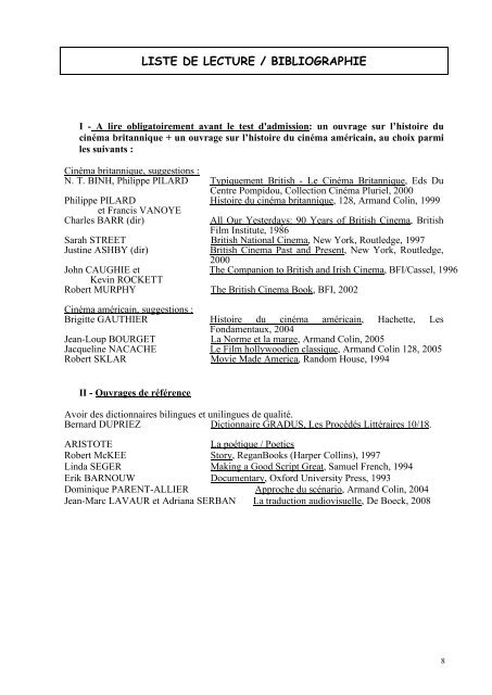 Brochure TAS site - Département d'études anglophones - Université ...