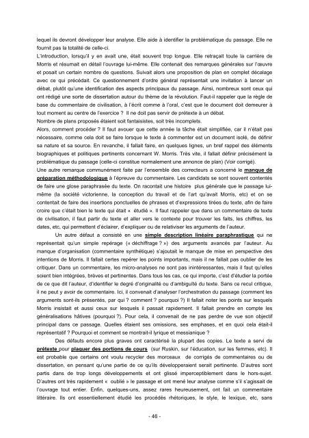 Rapport du jury 2005