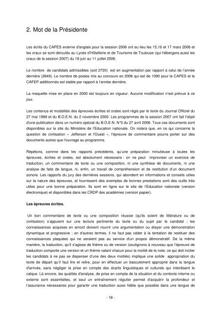 Rapport du jury 2006 - Département d'études anglophones