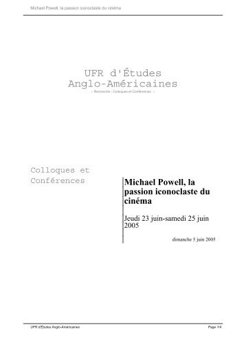 Michael Powell, la passion iconoclaste du cinéma - Département d ...