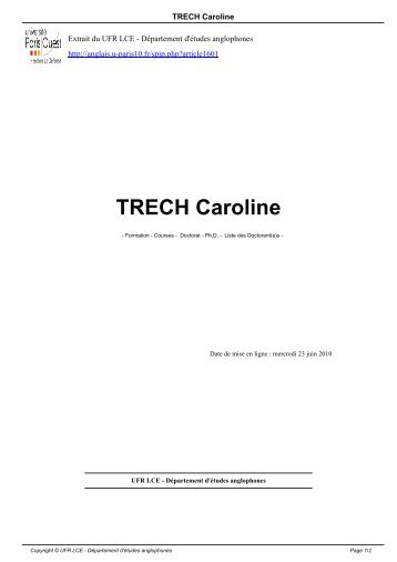 TRECH Caroline - Département d'études anglophones