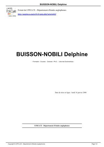 BUISSON-NOBILI Delphine - Département d'études anglophones