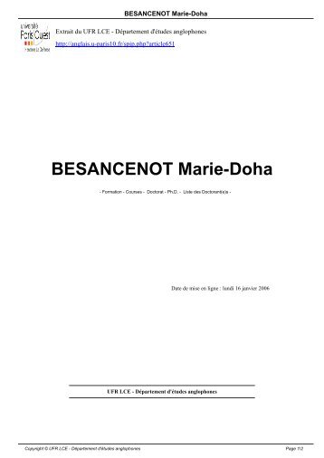 BESANCENOT Marie-Doha - Département d'études anglophones