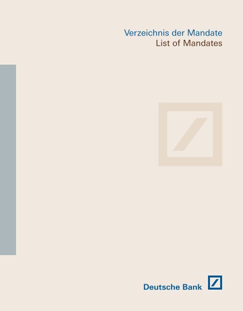 Verzeichnis der Mandate - Deutsche Bank Annual Report 2012