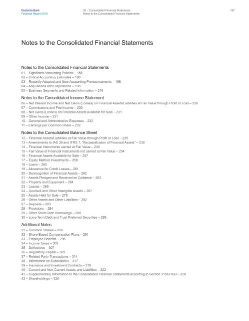Notes to the Consolidated Financial Statements - Deutsche Bank ...