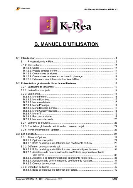 B. MANUEL D'UTILISATION - Terrasol