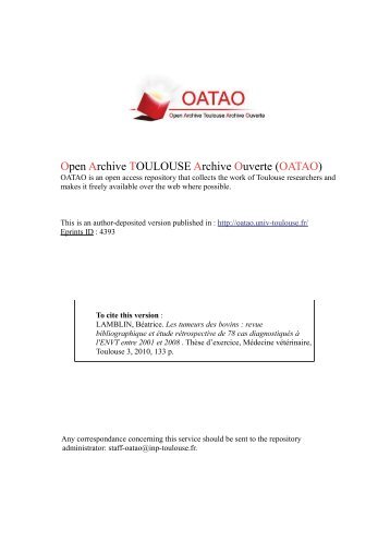 Les tumeurs des bovins - OATAO (Open Archive Toulouse Archive ...