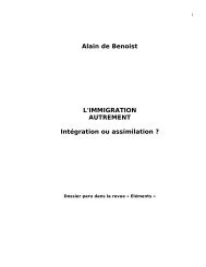 L'immigration autrement - Les Amis d'Alain de Benoist