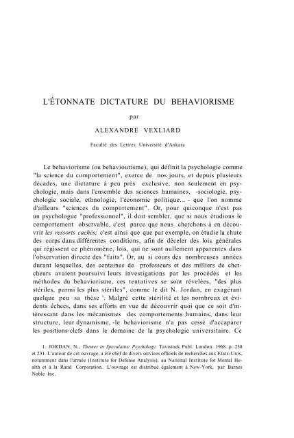 L'ÉTONNATE DICTATURE DU BEHAVIORISME