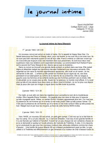 David VALENTINY Collège Saint-Louis - Liège Catégorie 17-18 ans ...