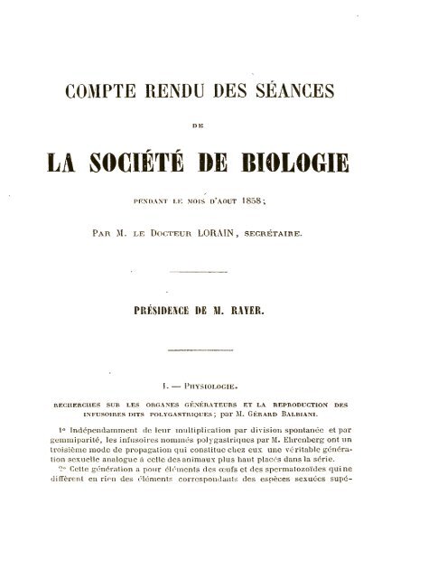 comptes rendus des séances et mémoires de la société de biologie ...