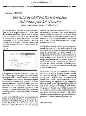 Futures oblitérations linéaires obtenues par jet d'encre